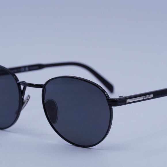 Prada PRB51S 1AB5Z1 Sunglasses Black Round Frame, Black Polarized Lenses - Picture 8 of 10